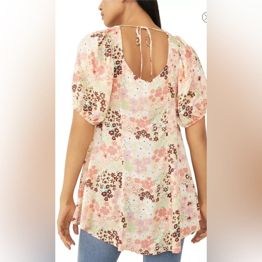 Free People Callie Yellow Floral Vintage Combo Tunic Top size medium - Picture 5 of 10